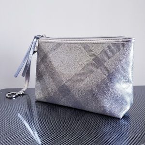 Burberry London Silver Glitter Pouch NWOT